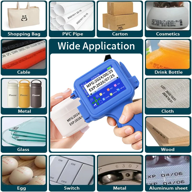 Phezer PC16plus Handheld Inkjet Printer 12.7mm Mini Portable Coder for QR/Bar Code Expiry Date Batch Number Logo & Fast Labeling