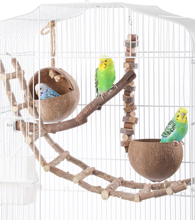 Natural Coconut Shell Parrots Nest House Bed Breeding Nesting Anti-Pecking Bite for Bird Parrot Budgie Parakeet Cockatiel Conure view 3