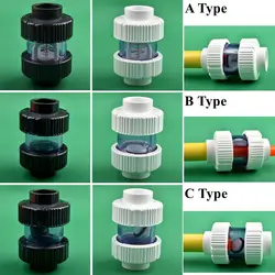 I.D 25mm 32mm Transparent Check Valve UPVC One Way Non Return Valve Pipe Fitting Water Connector For Garden Irrigation Aquarium
