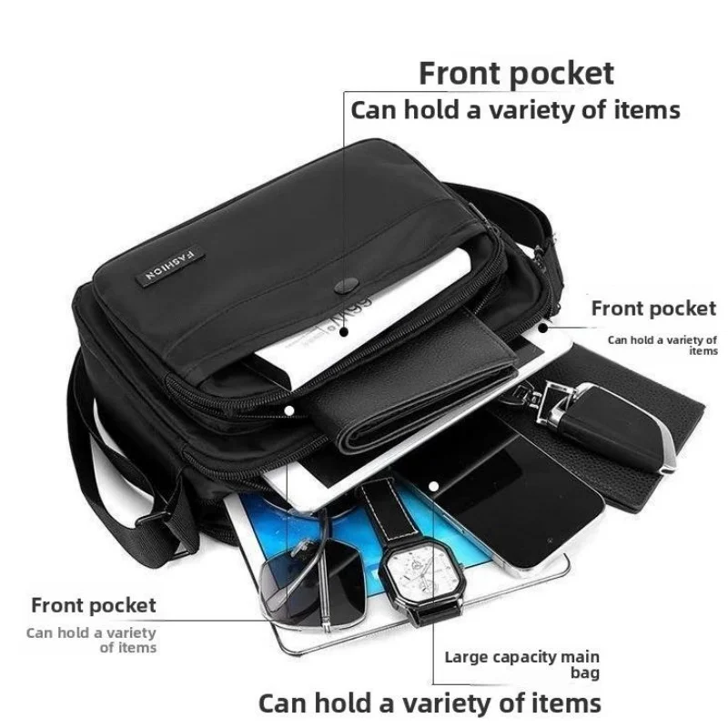 Simple and Large-capacity Crossbody Bag, Casual Business Oxford Fabric Single-shoulder Bag, Multi-layer Waterproof Crossbody Bag