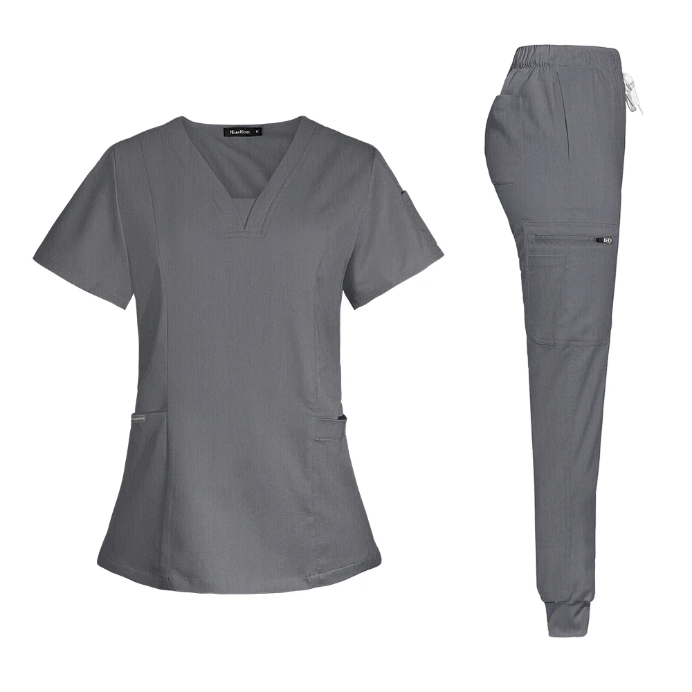 Frauen Scrubs Krankenschwester Zubehör Medizinische Uniform Unisex Slim Fit Komfort Klinische Frauen Operationssaal Arbeitsuniform Jogger Anzug – Detail 14