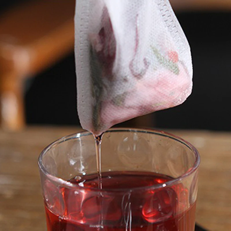 100 Stuks Theezakjes String Heat Seal Papier Kruid Losse Theezakje Organizer Gereedschap Opbergzakken