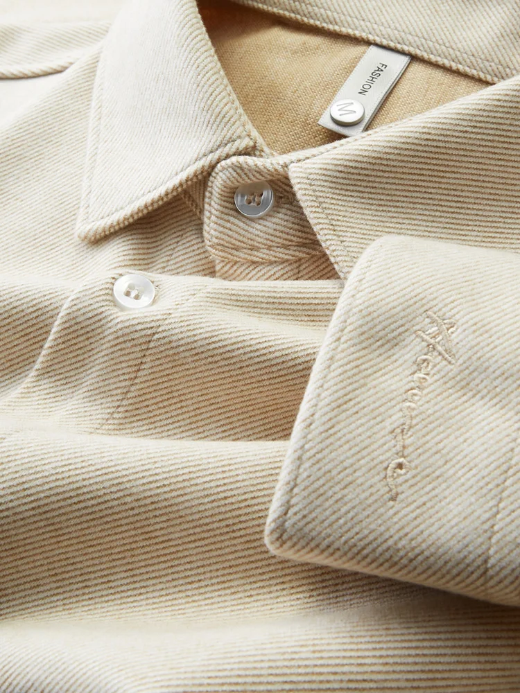 

Ele Long Sve Men's irt Warmth Embroidery Casual Anti-Wrinkle Busin irt Polyester Blend Winter Youth Faion