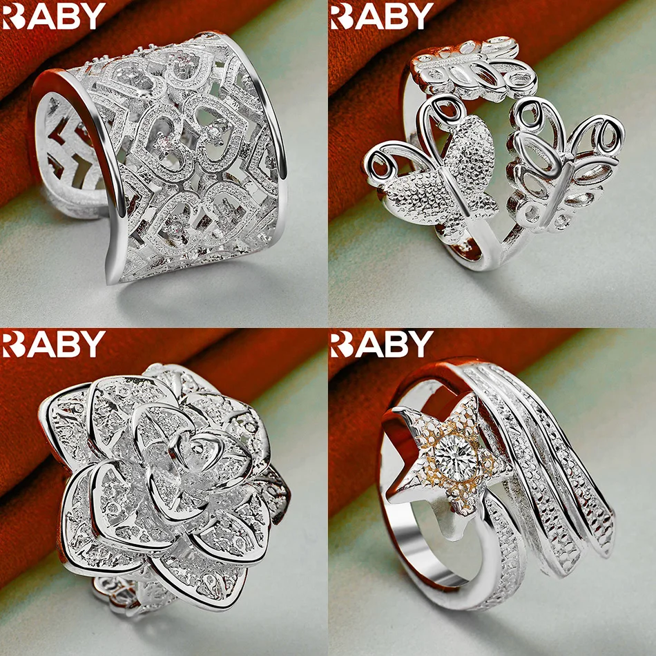 

URBABY 925 Sterling Silver Open Geometric Ring For Women Men Grace Jewelry Trend Fashionable Birthday Party Gifts