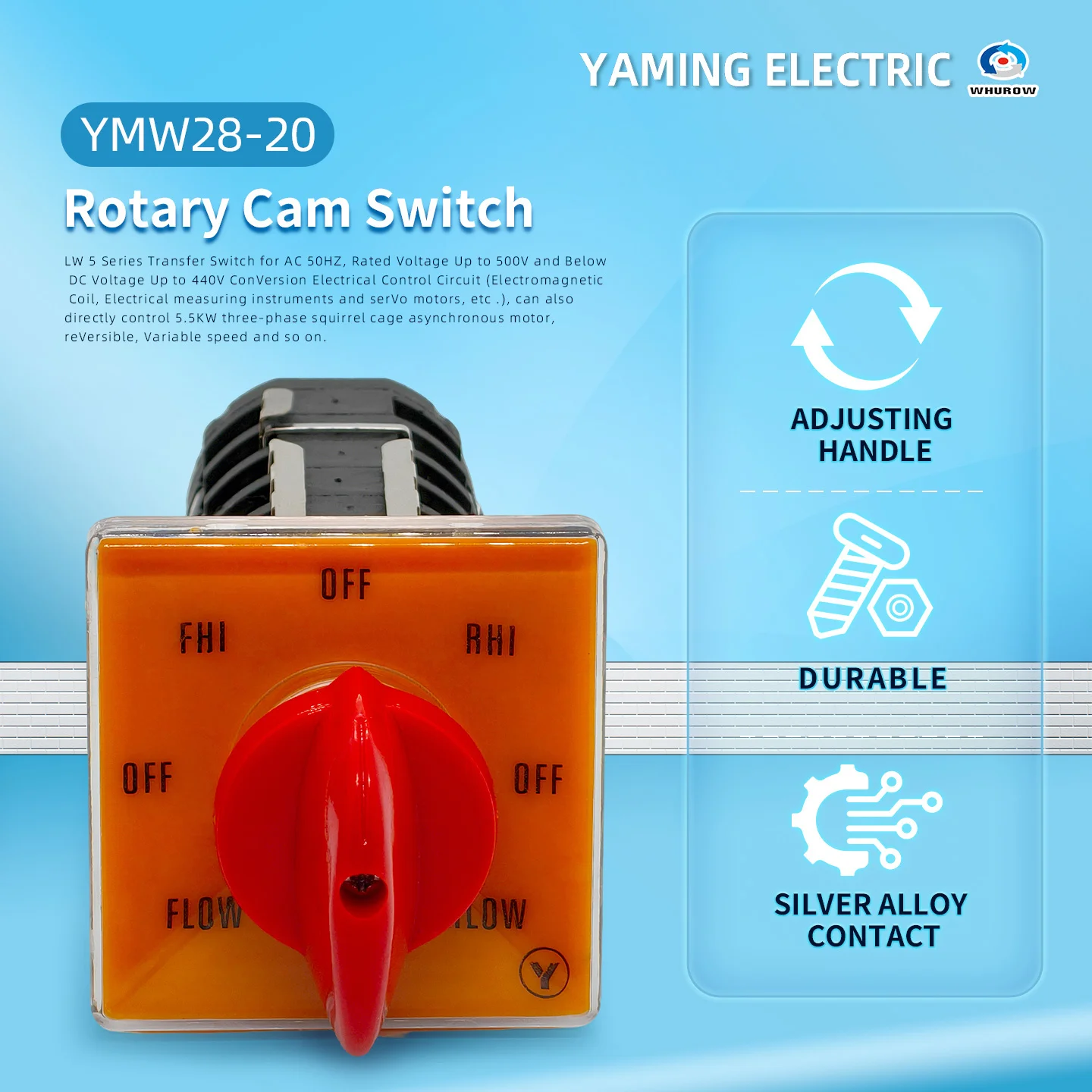 YMW28-20/6 Milling Machine Accessory 20A 6 Poles 8 Position Control Motor Speed Changeover Rotary Cam Switch T-16EXF64D-6