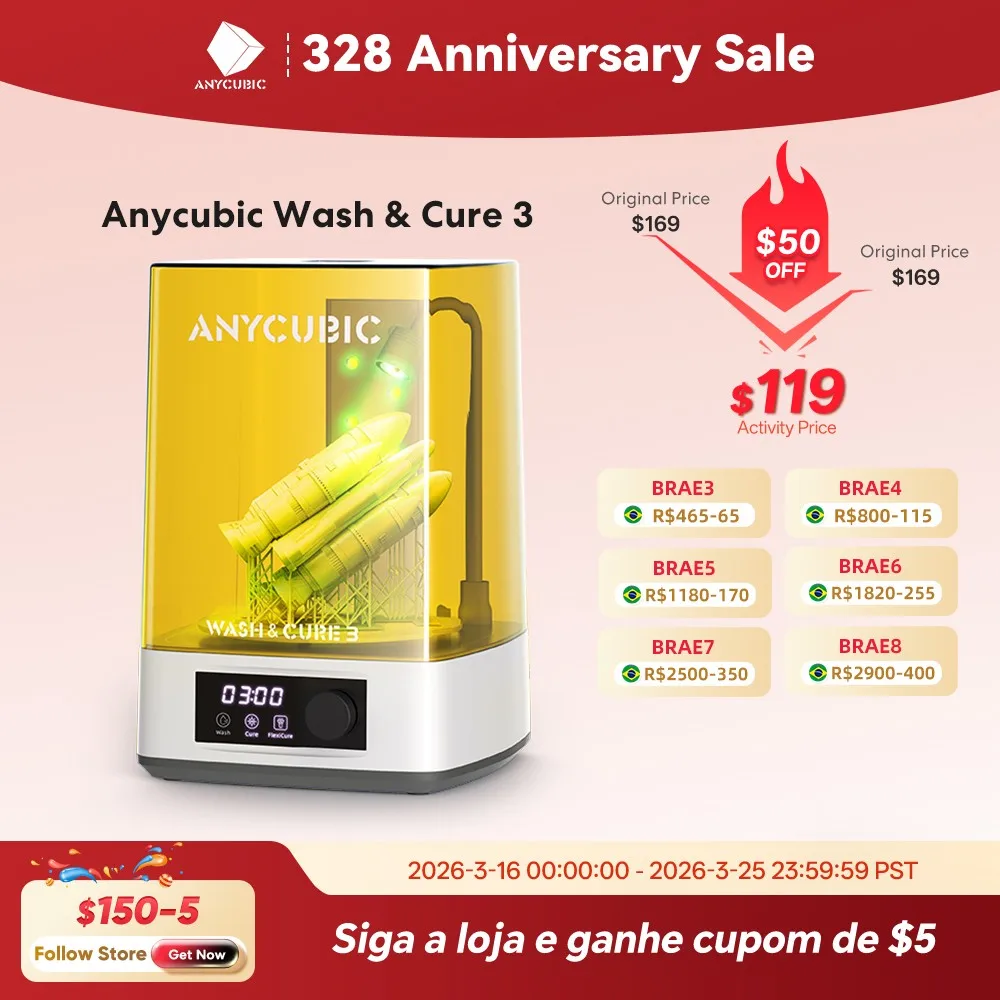 Anycúbico lavagem & cura 3 para photon mono 4 lcd sla modelos de impressora 3d uv rotativa cura máquina de limpeza de resina 2 em 1