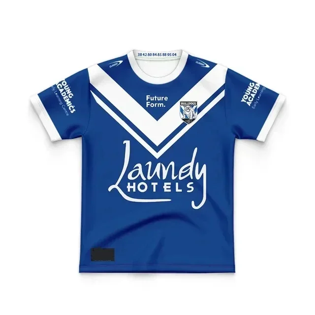 2024 Bulldogs Kinderen Thuis/Uit/Training Rugby Jersey-Herenmaat: 16-26(Print Nummer) Topkwaliteit