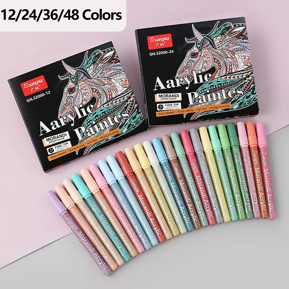 12/24/36/48 Morandi Colors Marker Set Waterproof Acrylic Markers Paint Set for DIY Drawing Sketching Art Student Stationery