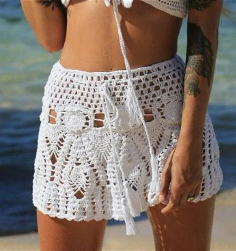 

Sexy Hollow Lace Wrap Hip f Skirt High Waist ort Skirt Street Sle Pure Color Bounding Band Design Bodycon Skirt