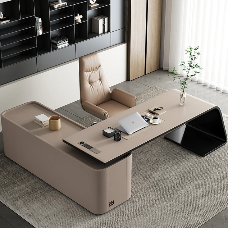 Italian Minimalism Office Desk Corner Domestic Study Computer Modern Simple Luxury Office Desk Escritorios Work Furniture QF50OD