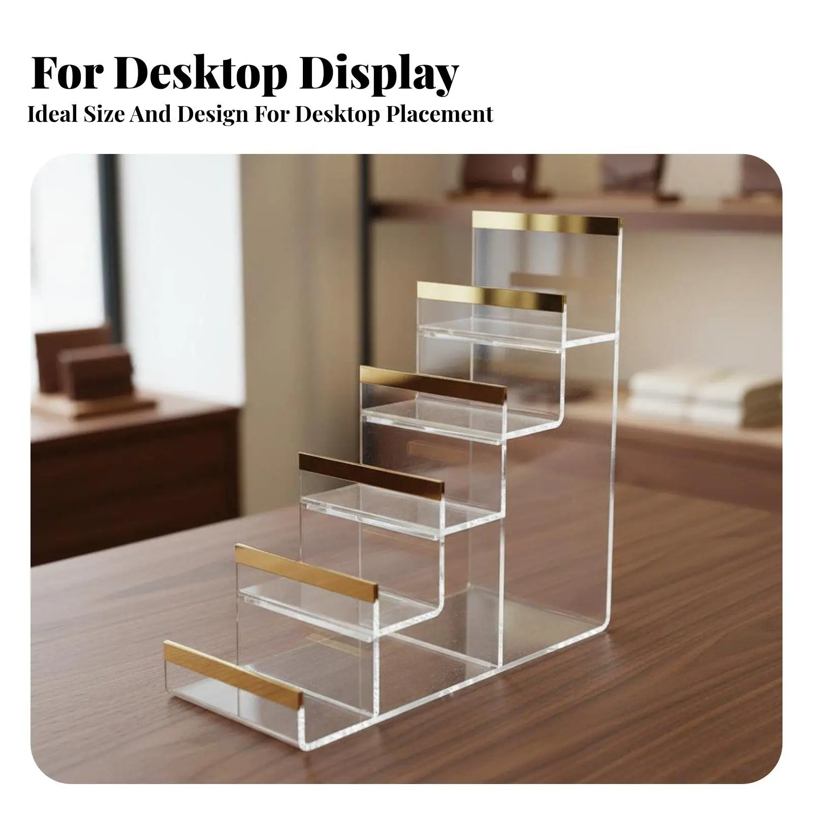 Acrylic Display Shelf Tiered Transparent Organizer Acrylic Showcase Stand for Wallets and Jewelry Display