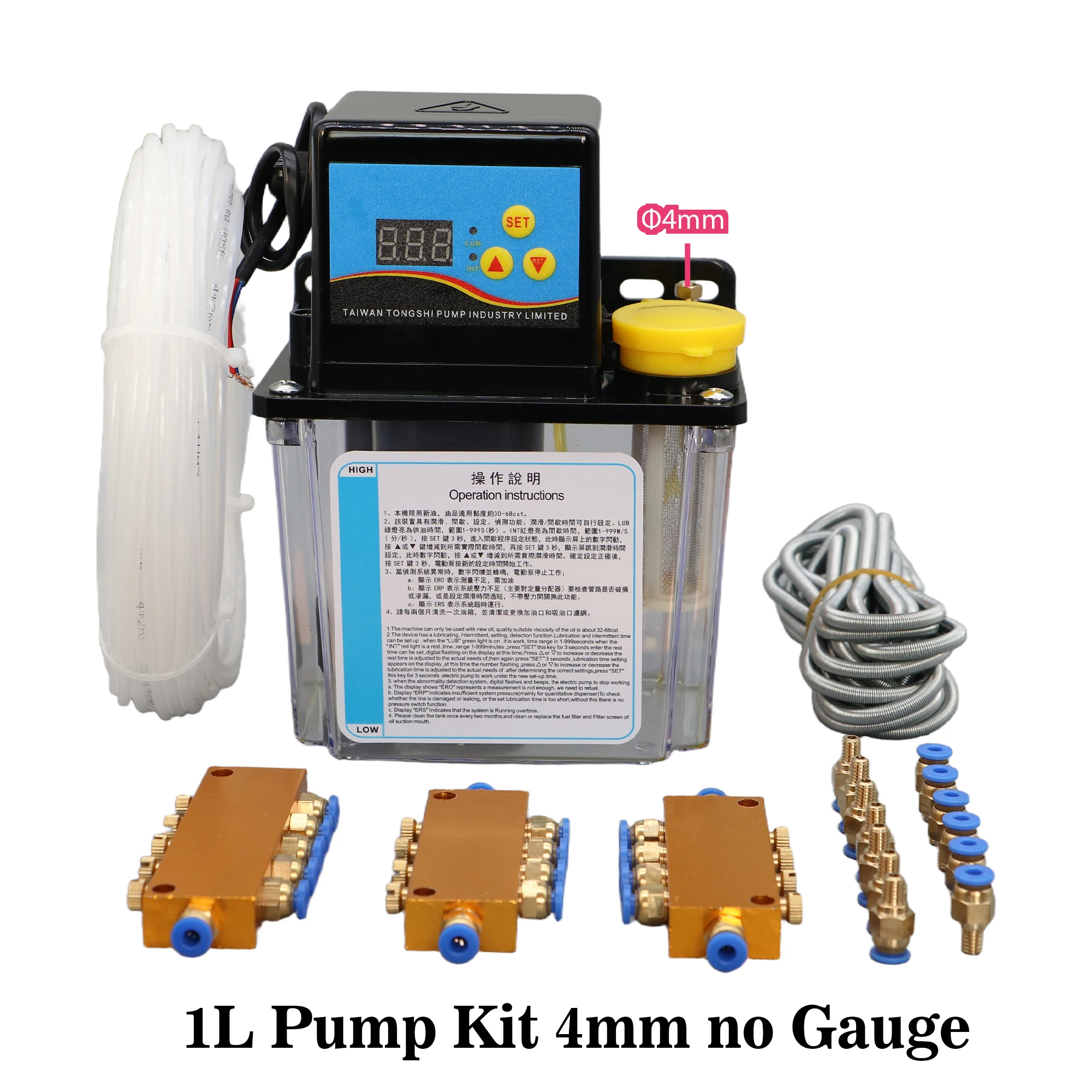 1L 2L CNC Smering Pomp Systeem Kit AC220V AC110V 4mm 6mm Automatische Smering Oliepomp Elektrische Vet voor CNC Machine Tool