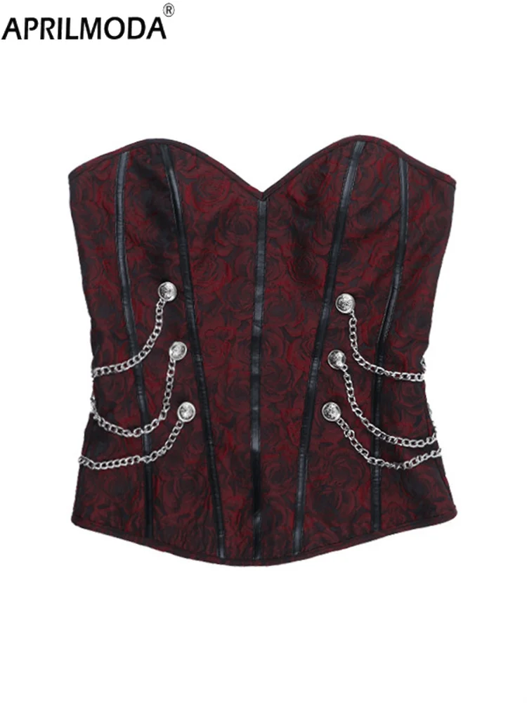 Red Black Punk Vintage Steampunk Overbust Corset Retro Gothic Clothing Strapless Lace Subculture Women Clubwear Bustiyer Corset