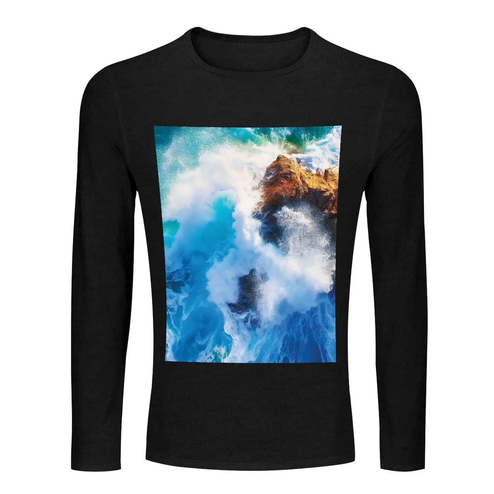 Ocean Waves Crashing On The Shore Long T-Shirt Blouse plus size t shirts blank t black mens