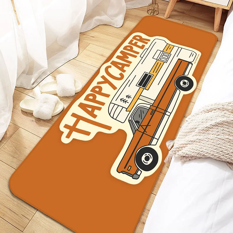 

Happy Campers Door Mat Entrance Non-slip Doormat Washable Kitchen Carpet Living Room Hallway Rugs Bathroom Bath Door Mats