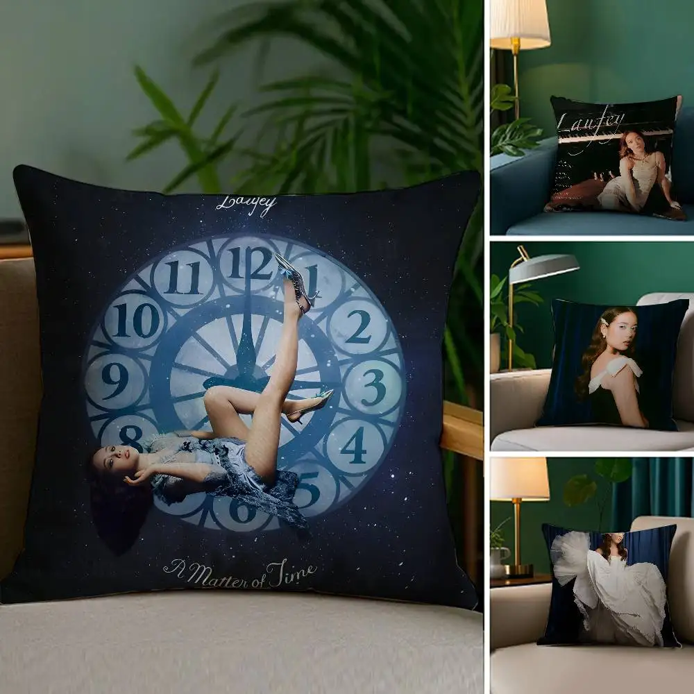 

Pop Singer L-LaufeyS Pillow Case Soft Plush Fabric Double Sided Print Decorative Home Living Room Gift Cushion