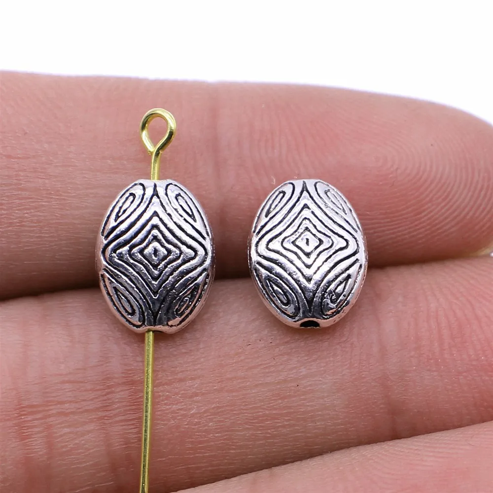 10pcs 9x12mm(0.35x0.47inch) Antique Silver Color Bead Jewelry Findings