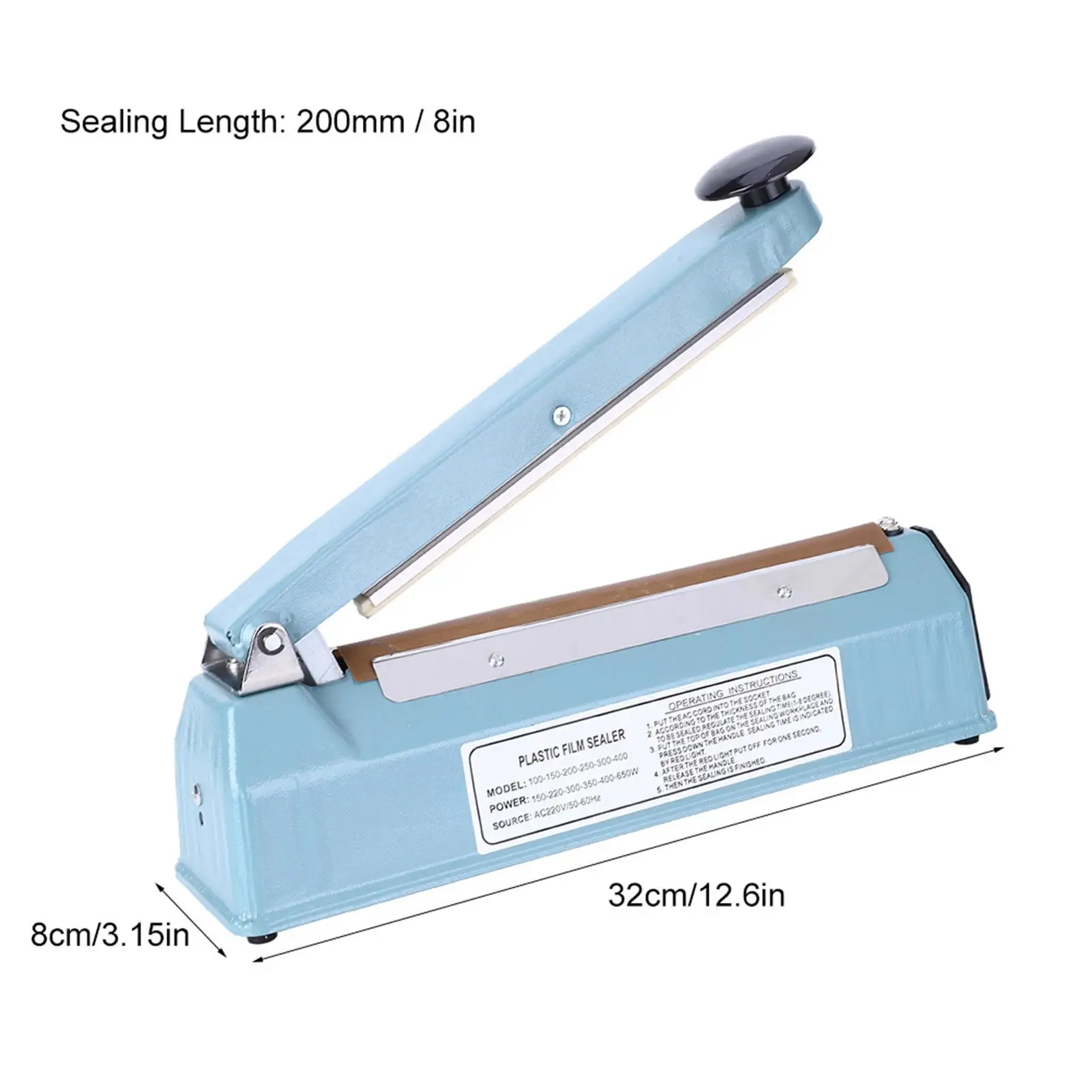 PFS-200I 300W 8 Inch Impulse Heat Sealing Machine Manual  Vacuum Sealing Plastic Packaging Bag Sealer