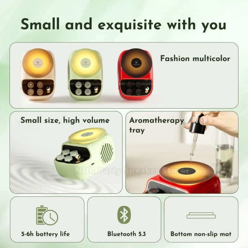 New High Quality Loud Retro Wireless Bluetooth Speaker Mini Size Small Cute Outdoor Home Portable Sound Aromatherapy Nightlight