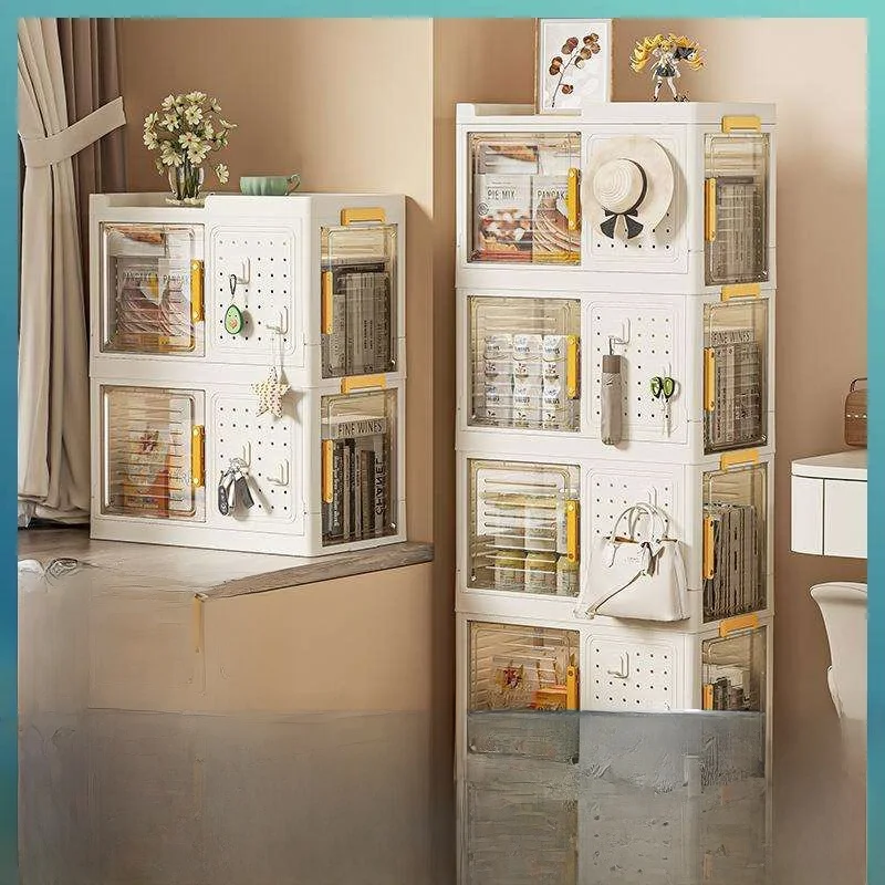 

Student Moving Book Box Organizer Classroom Living Room Miscellaneous Storage Box Double Door Opening Roller Movement