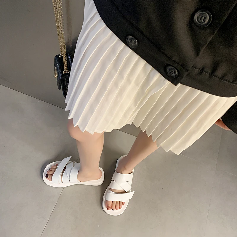 JOZHAMTA Size 34-40 Women Platform Sandals Real Leather Platform Mid Heels Summer Shoes Casual Wedges Slides Beach Home Slippers