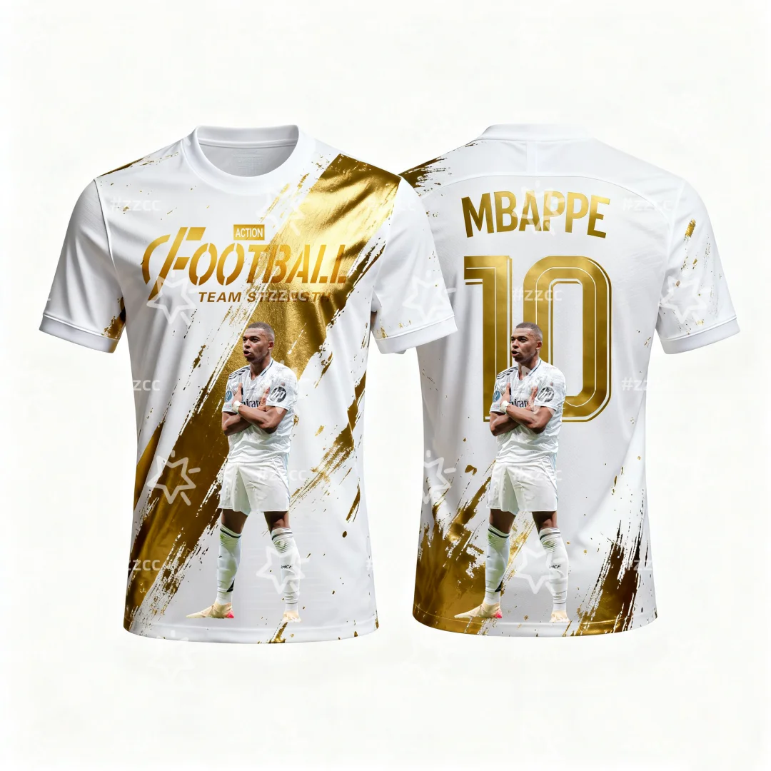 25-26 Mbappe commemorative football jersey Competition training suit Autumn Sports Dry Quickly Men's T-Shirt Children's Clothing