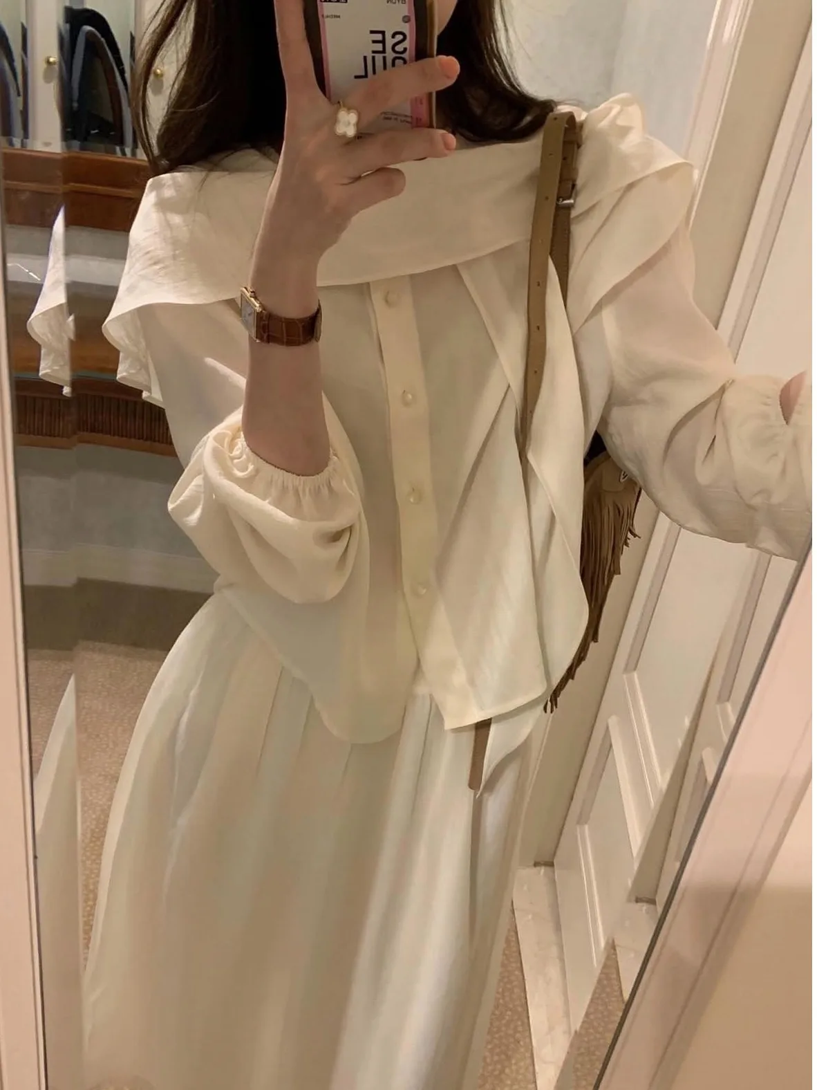 

Ранняя осень Long Sve женский irt корейский Sle Sweet Tie Design Ele Top Small ence из полиэфирного волокна 00%