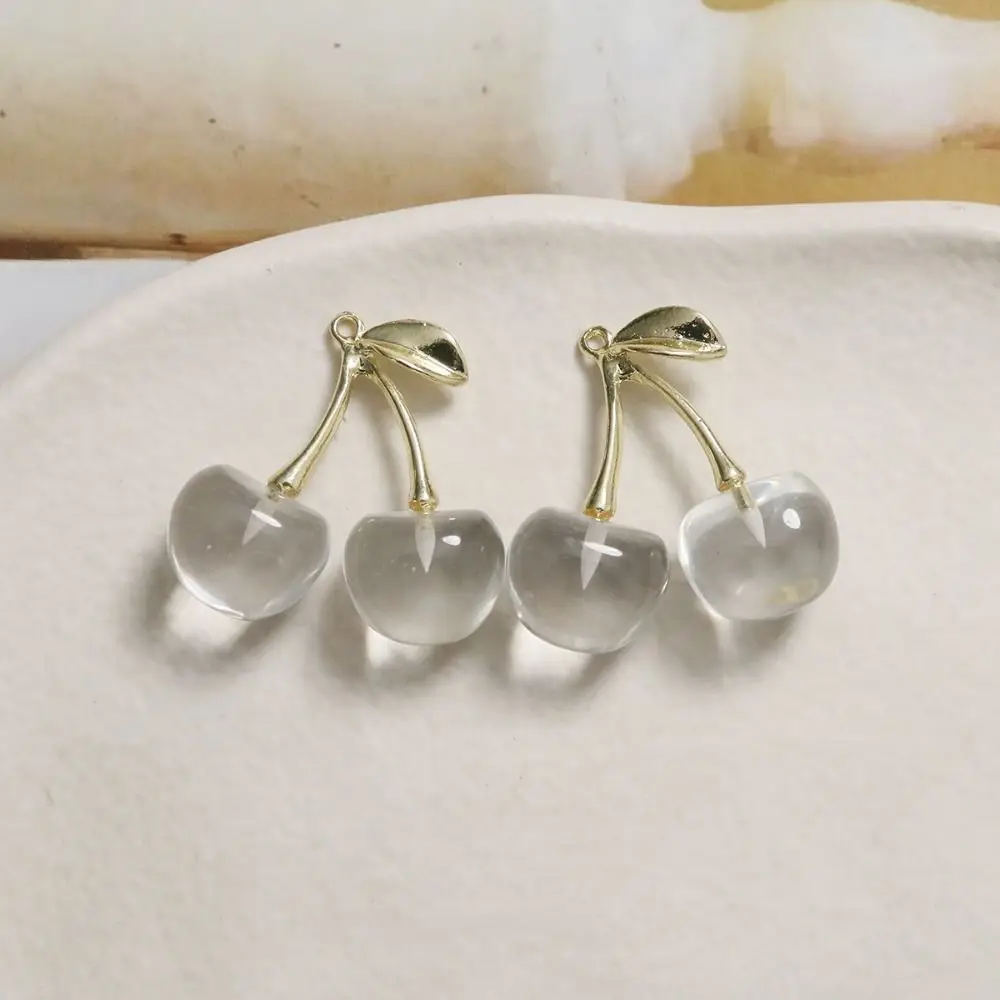 패션 3D 과일 체리 펜던트 팔찌, DIY 쥬얼리 만들기 액세서리, 송진 Y2K 체리 만들기 결과 선물, 5 개