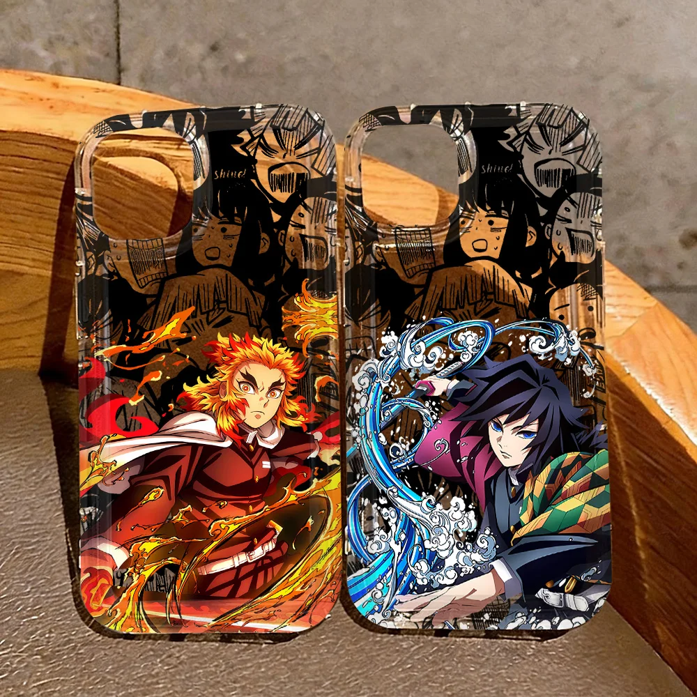Phone Case for iPhone 17 17e 16e 16 15 14 13 12 11 Pro Max 8 Plus XSMax Anime D-Demon Slayers Airbag Anti Fall Clear Back Cover