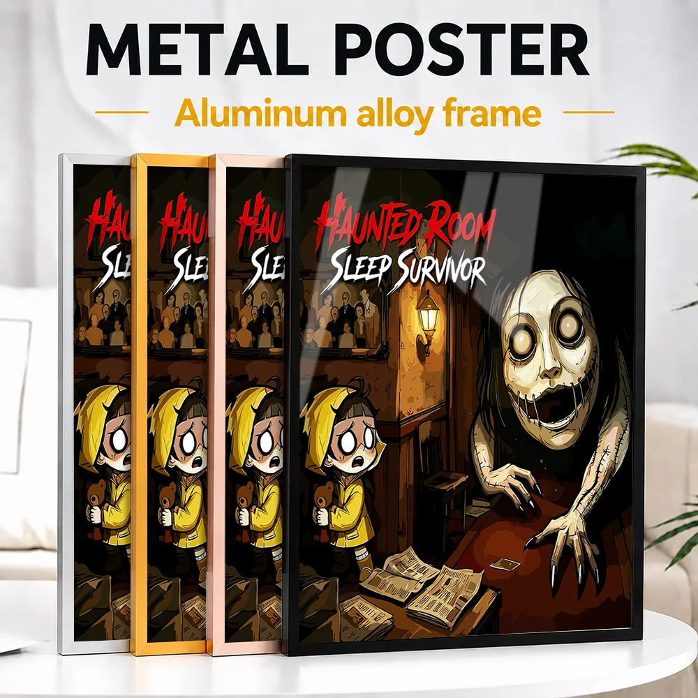 Haunted Room Sleep Survivor Horror Framed Metal Print Customized Gothic Suspense Theme Wall Art Ideal For Gamers In Home Theater