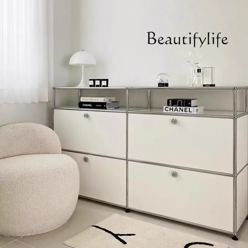 Mid-Ancient Module Cabinet Combination Multi-Functional Simple Locker Sideboard Cabinet Chest of Drawers Stainless Steel