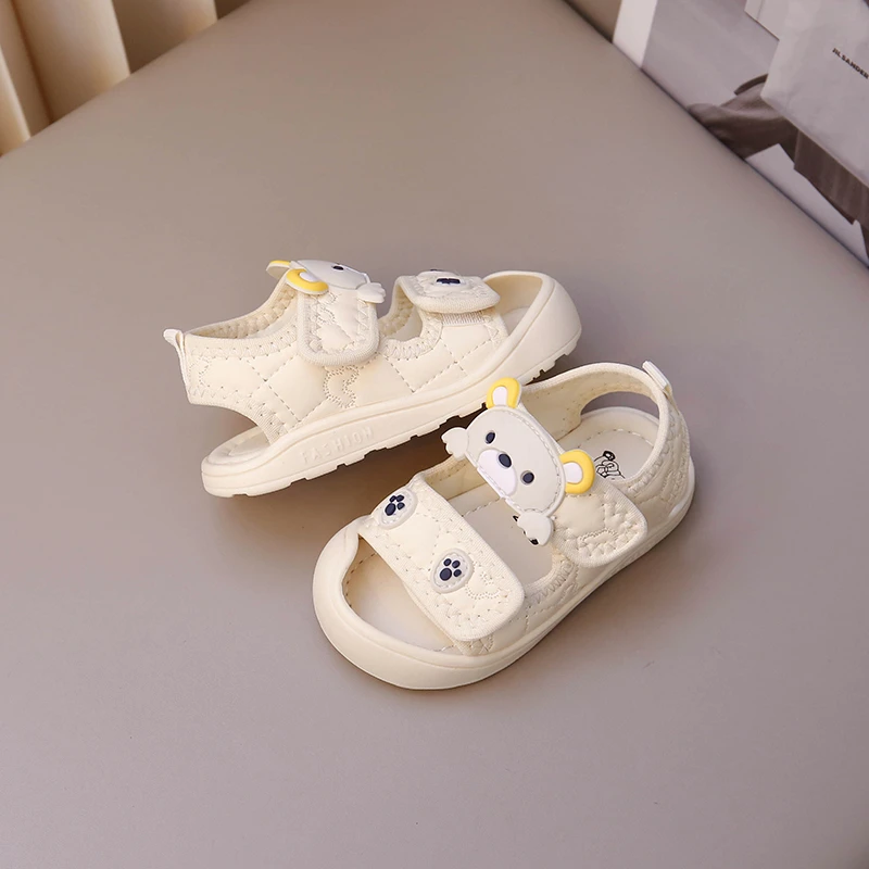 Simple Cute Newborn Baby Toddler Sandals Cartoon Bear Casual Children Sandal Boy Girl Baby Soft Comfortable Kick Resistant Shoes