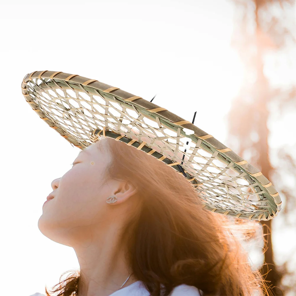 

Bamboo Woven Qing Dou Li Traditional Chinese Cone Hat for Costume Film Photoshoot Decor Samurai Ninja Cosplay Sunshade