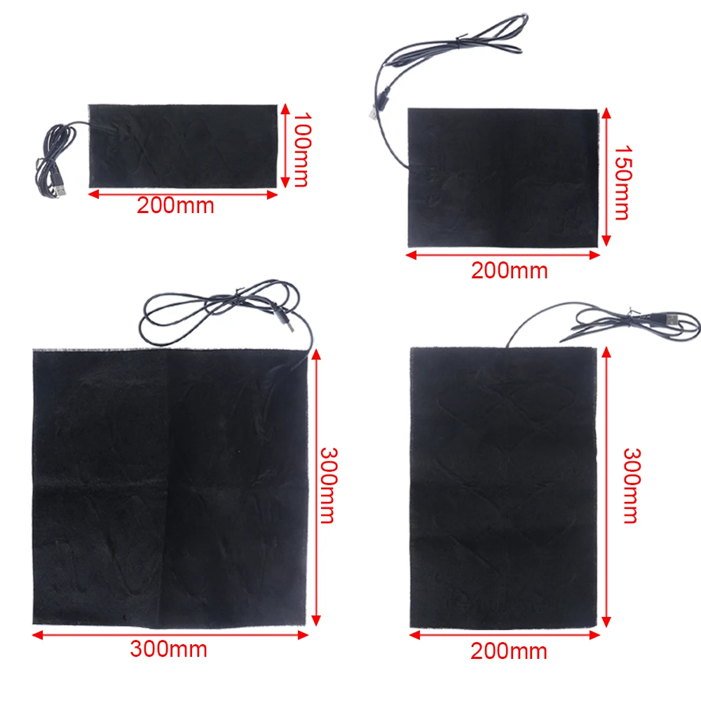 5V Carbon Fiber Heating Pad USB Warm Paste Pads Fast-Heating Film Heating Warmer Pad Electric Winter Infrared Fever Heat Mat