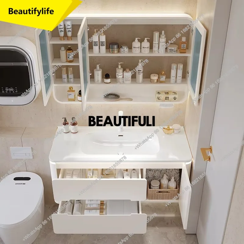 

A17 Дубовый простой шкаф для ванной комнаты, современный туалет, умывальник, шкаф для ванной комнаты, зеркало для хранения, Meuble Salle De Bain Furnitu