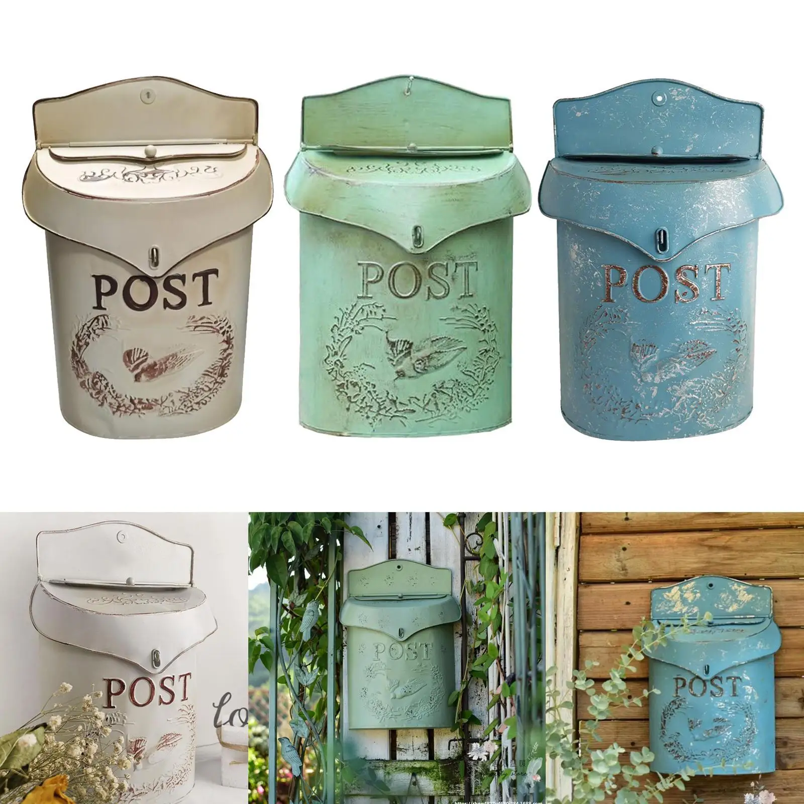 Wall Mounted Mailbox Farmhouse Hanging Iron Newspaper Roll Post Letter Box