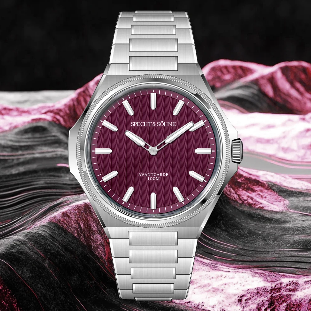 2025 New Fashion Specht & Söhne Watches For Men Ultrathin Steel Sapphire Crystal Wine Red Color Quartz Watch Relogio Masculino