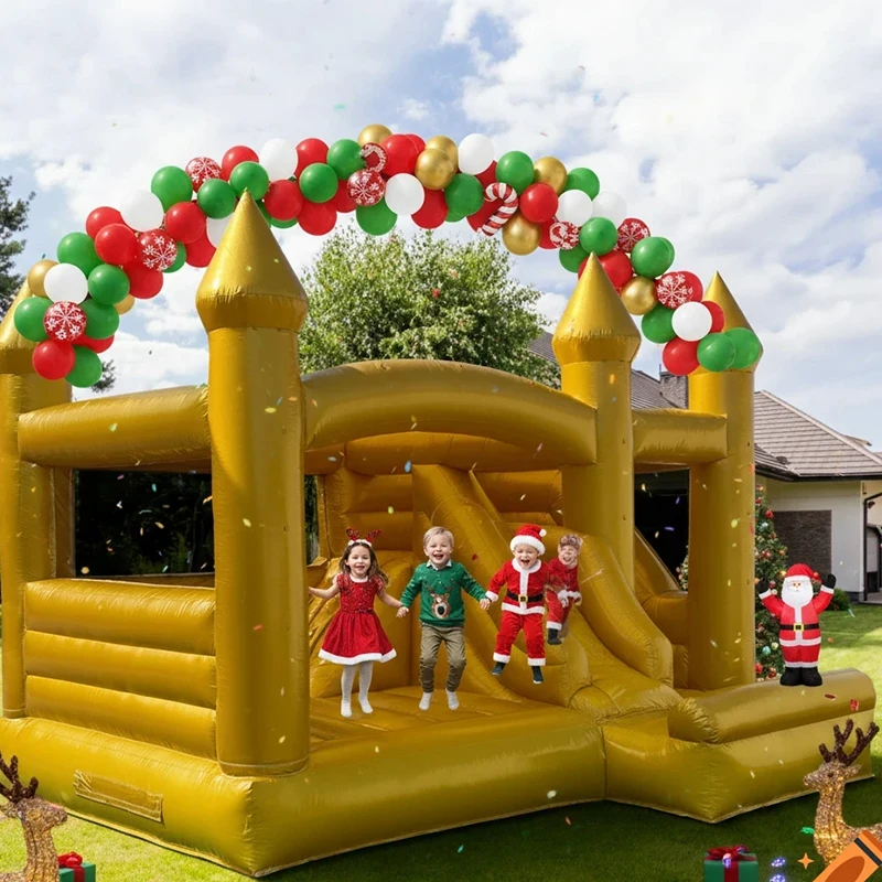 New Inflatable White Bounce House PVC Inflatable Bouncy Castle/Moon Bounce House/Customization Gold Bounce For Birthday Wedding