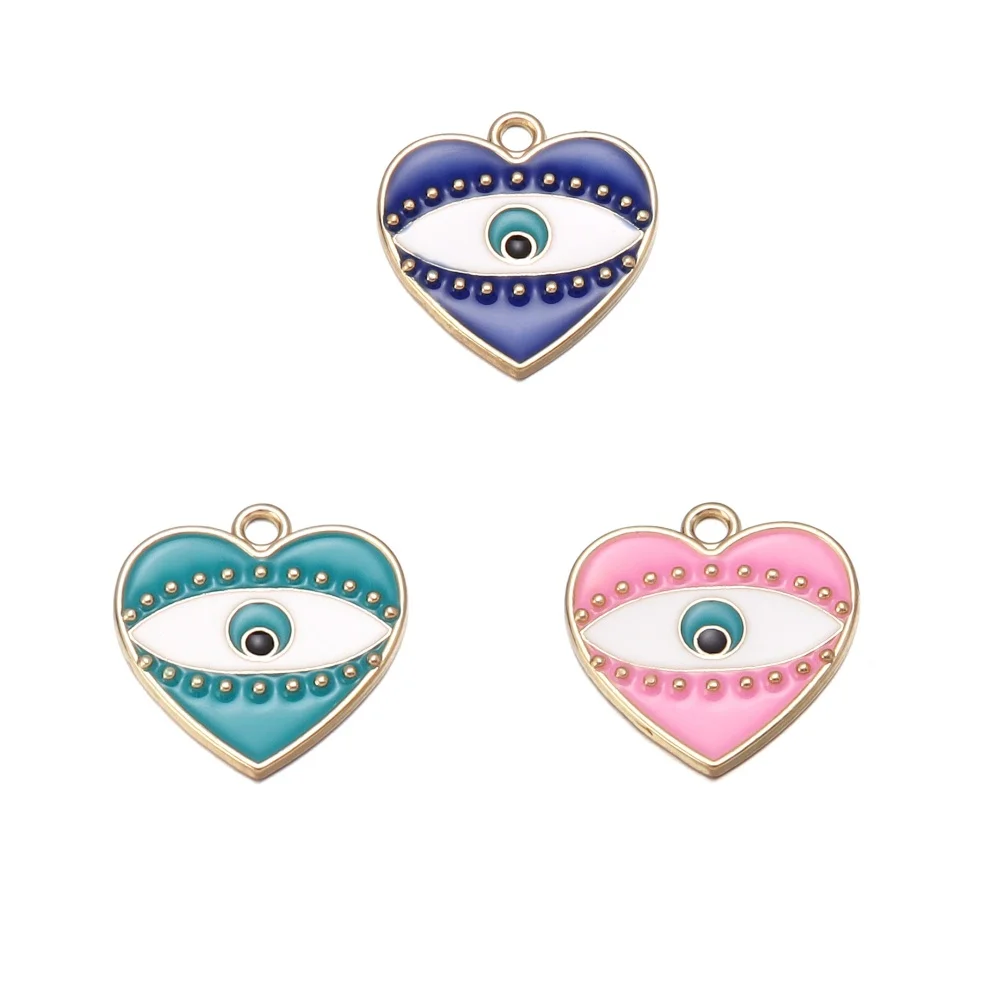 5pcs/lot Alloy Single-sided Oil Dripping Triangle Eye Necklace Pendant Beads Devil Eye Beads DIY Jewelry Accessories Wholesale