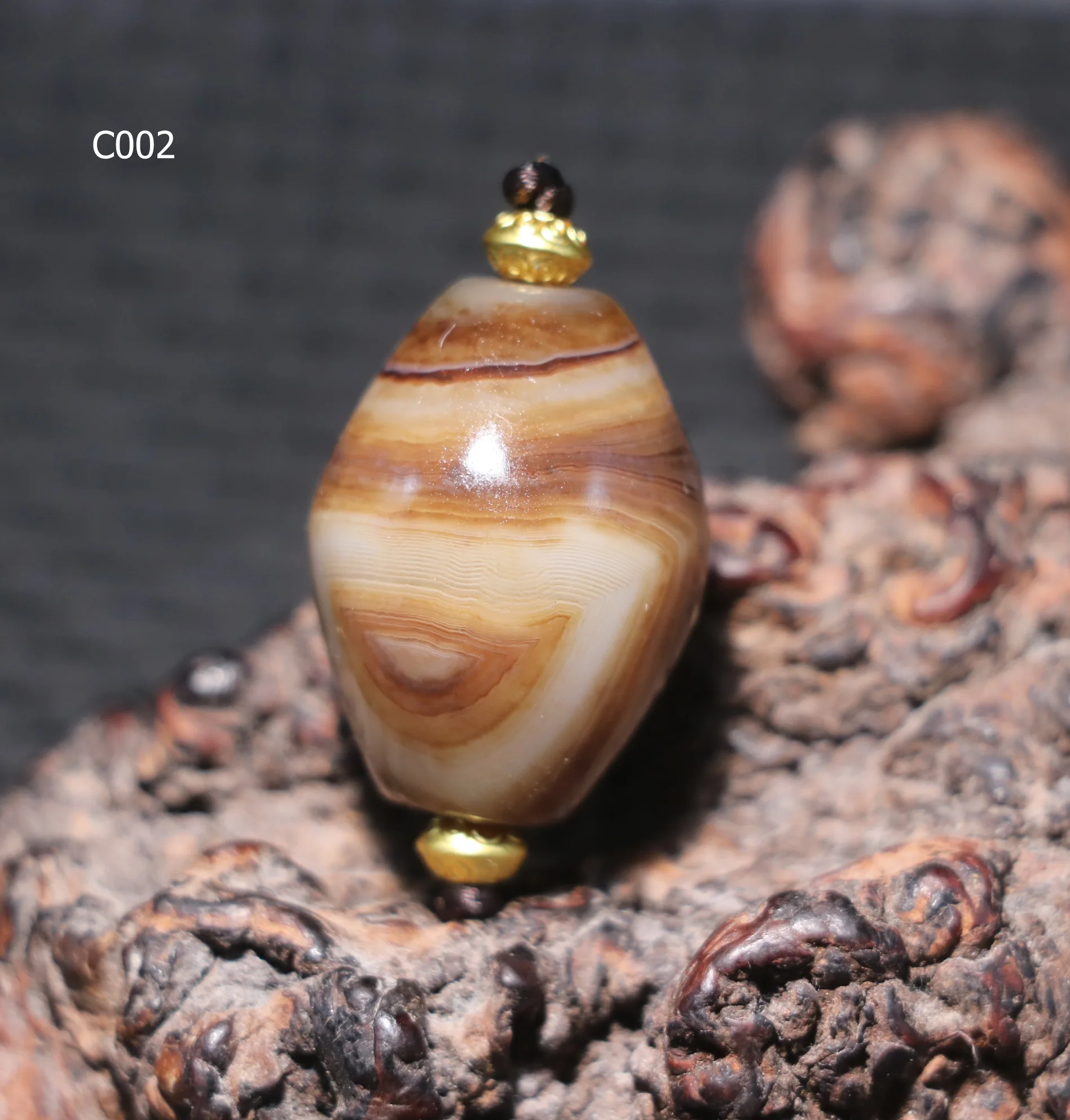 Magic Power Energy Tibetan Old Agate Full Natural Silkworm Lines Big Rich Olive Shape dZi Bead Amulet Fit Timestown Sauces