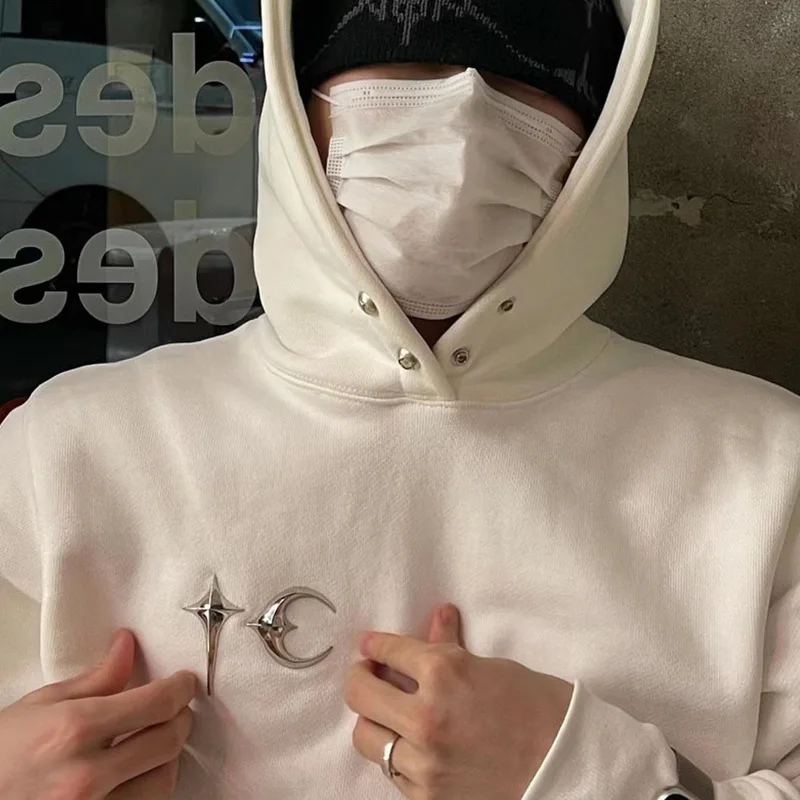 

Thug Club Hoodie Star and Moon Metallic Design Hooded Sweatshirt Unisex Hooded Sweatshirt Trendy