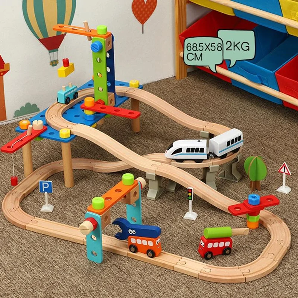 Acessórios de trilhos de trem de madeira brinquedos para crianças diecast slot brinquedo trens de madeira trilhos ferroviários compatíveis com todas as marcas trens