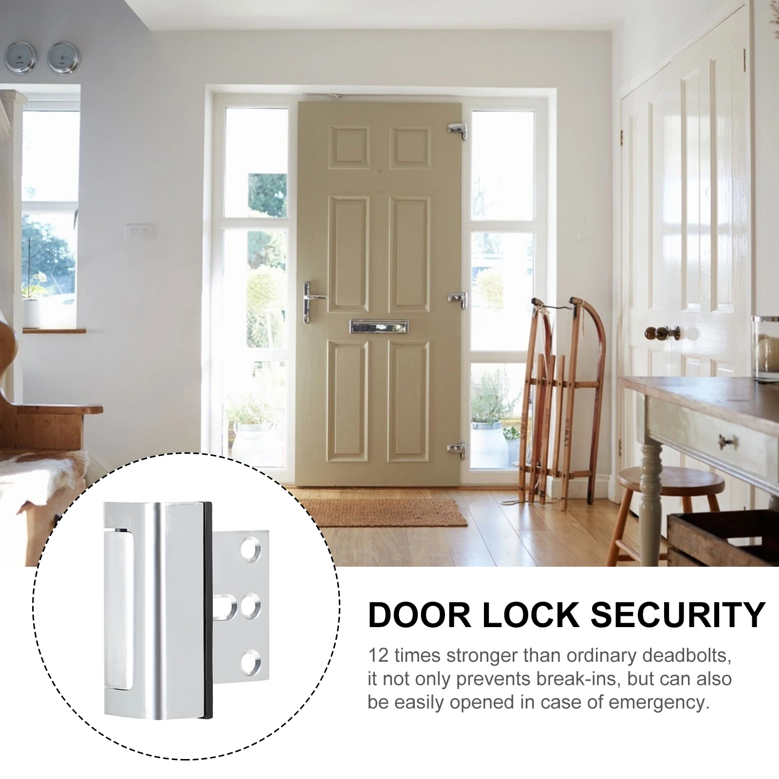 

Aluminum Alloy Heavy Duty Reinforcement Lock Child Proof Latch Easy Installation Security Hardware