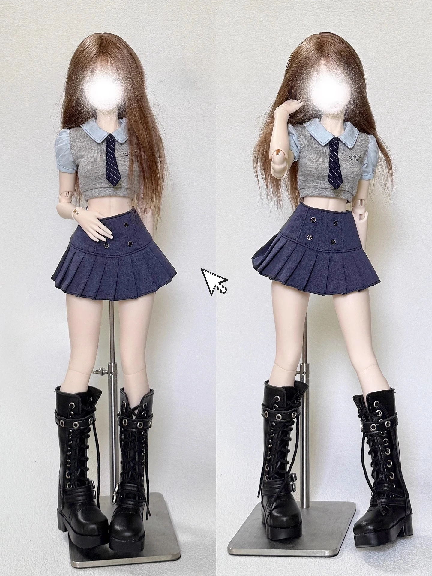 

Custom Tie Shirt Pleated Skirt Set For BJD Doll Clothes 1/6 1/4 1/4minifee 1/3 Azone OB24 OB22 W512