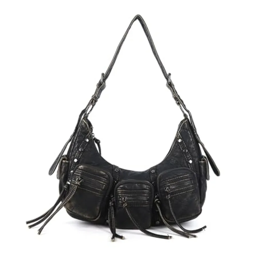 

Angel Kiss Hobo Bags Purse for Women Y2K Shoulder Bag Multi Pockets Designer Satchel Studded Handbags with Strap