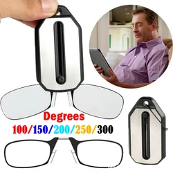 Nose Clip-on Reading Glasses Folding Legless Ultralight Keychain Glasses Men Women Mini Portable Presbyopic Glasses +1.0 To +3.0