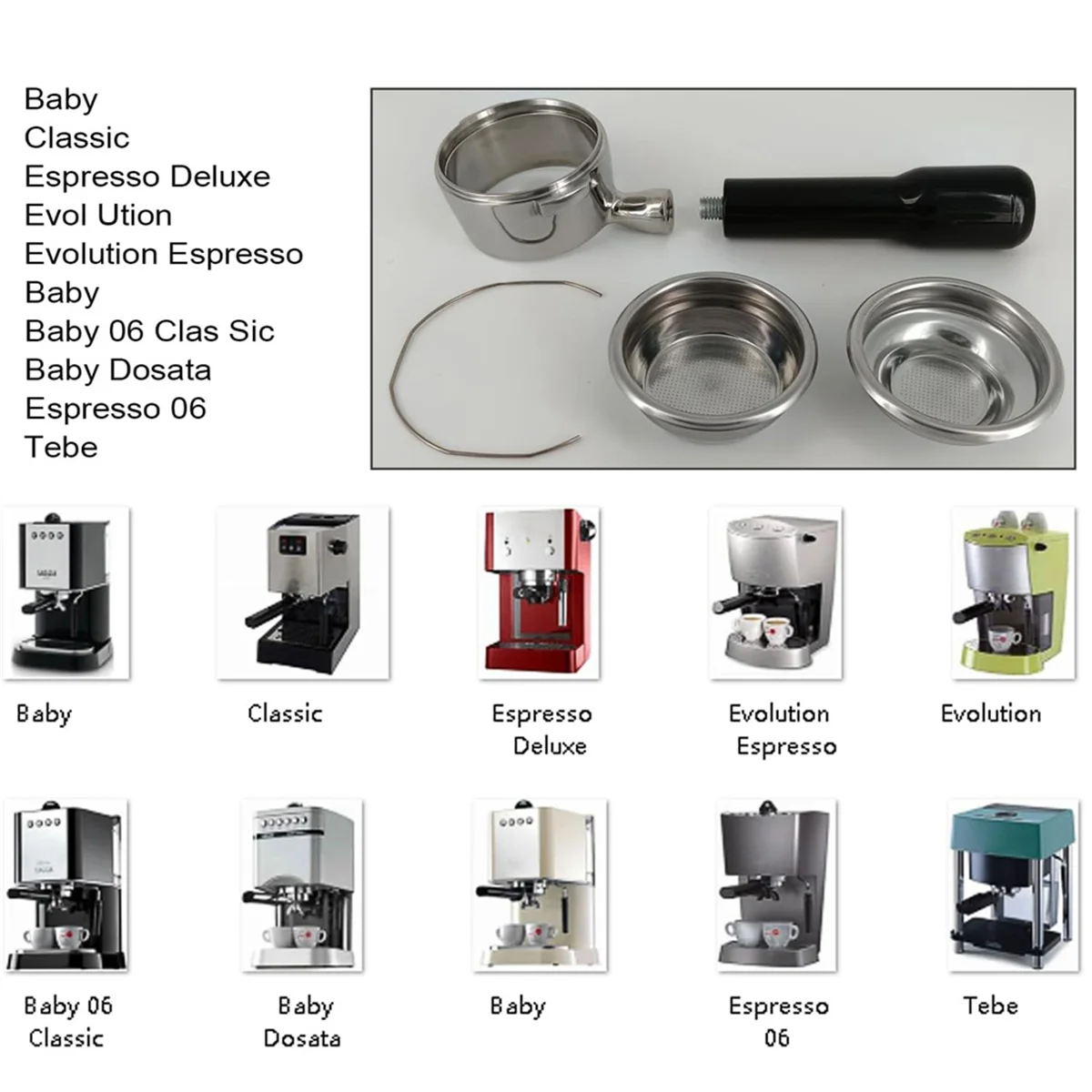 58mm Bottomless Portafilter with 2 Filter Baskets for /BEZZERA for Classic Pro Bottomless Portafilter