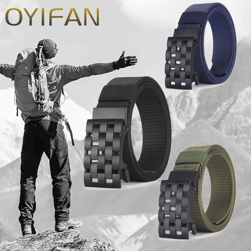 OYIFAN Men Belt Fashion Nylon Belts Outdoor Sports Belt Golf belts Alloy buckle Tactical belt 110cm 125cm 140cm 160cm