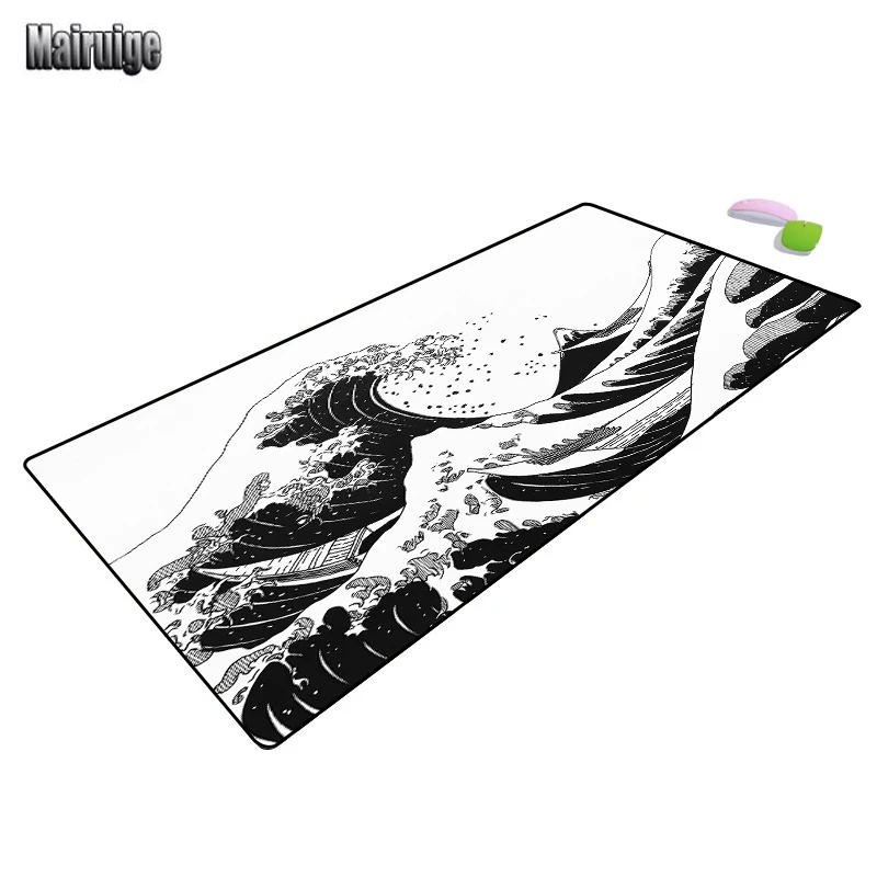 Mouse Pad Xxl Japanese Waves Pc Gamer Accessories Carpet Desk Pad Mat Set Up The Table Kawaii Computer Table Mouse Pads White