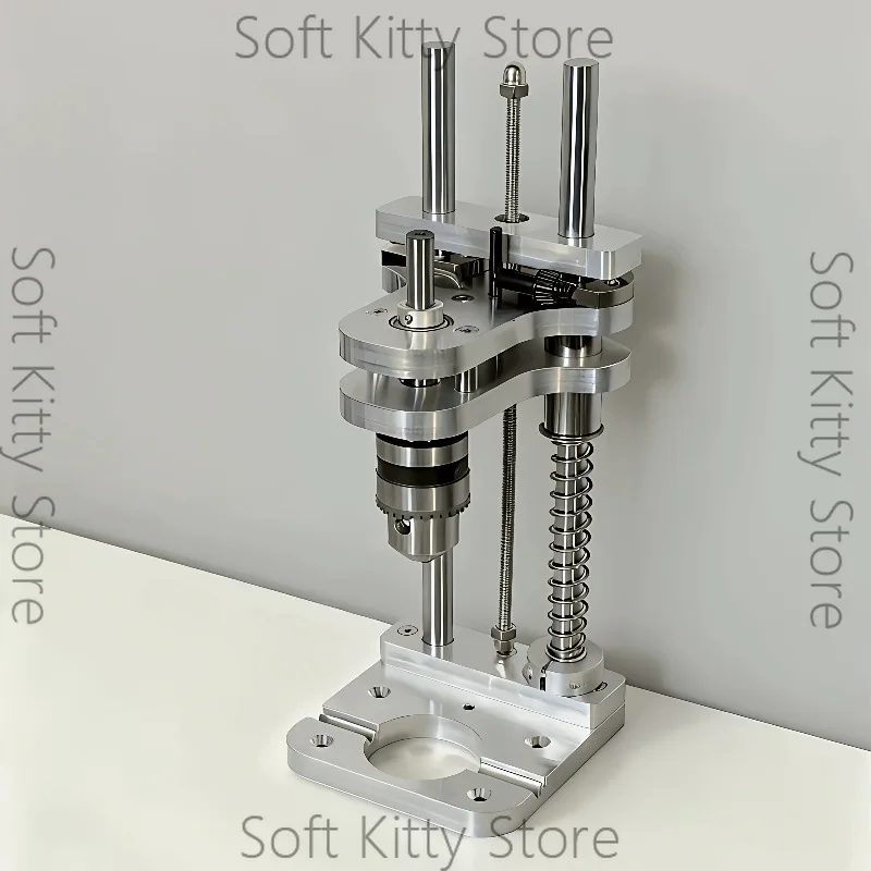 Vertical Drilling Guide Stand Woodworking Desktop Aluminum Alloy Dual Plate with Nickel-Plated Shaft Drill Guide Bracket Tool
